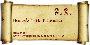 Huszárik Klaudia névjegykártya